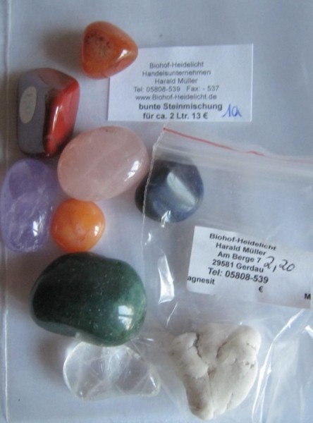 Edelsteine (1 Beutel Wassermischung) 13 € für gut 2 Ltr. Wasser