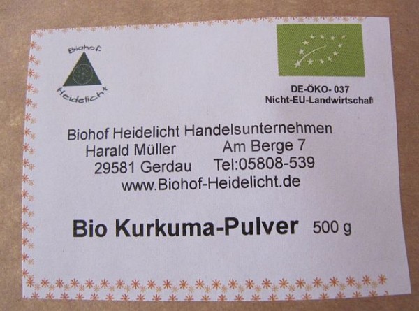Kurkumapulver 500g Beutel, biologisch