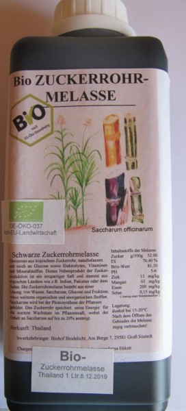 Zuckerrohrmelasse biologisch 1 Liter Flasche