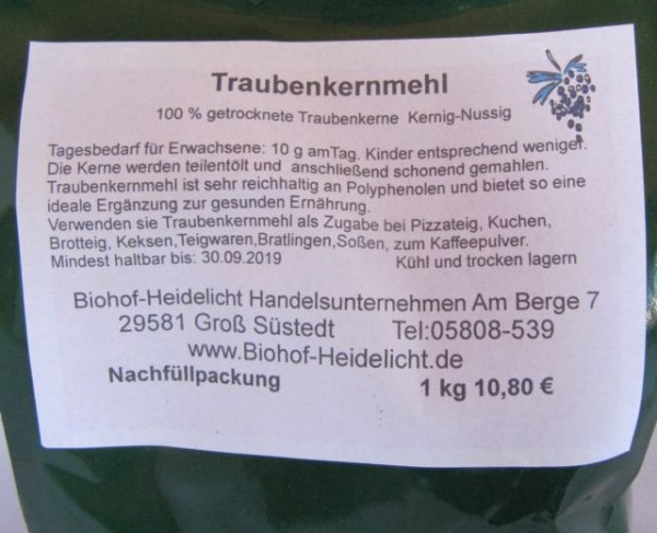 Traubenkernmehl 1 kg Nachfuellbeutel