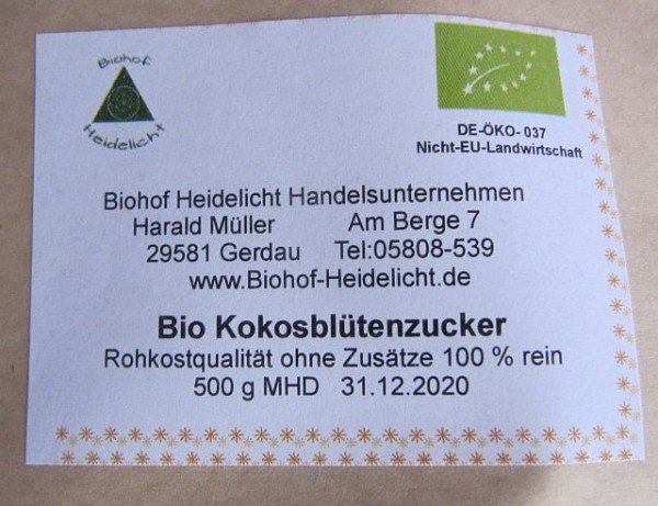 Kokosbluetenzucker 500 g Beutel biologisch