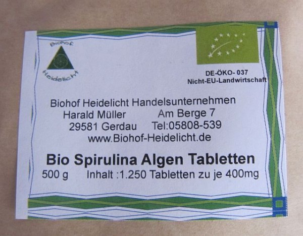Spirulina Algen Tabletten 500g Beutel, biologisch